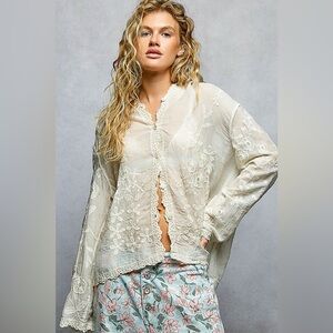 #142 New! Cotton Embroidered Hooded Blouse